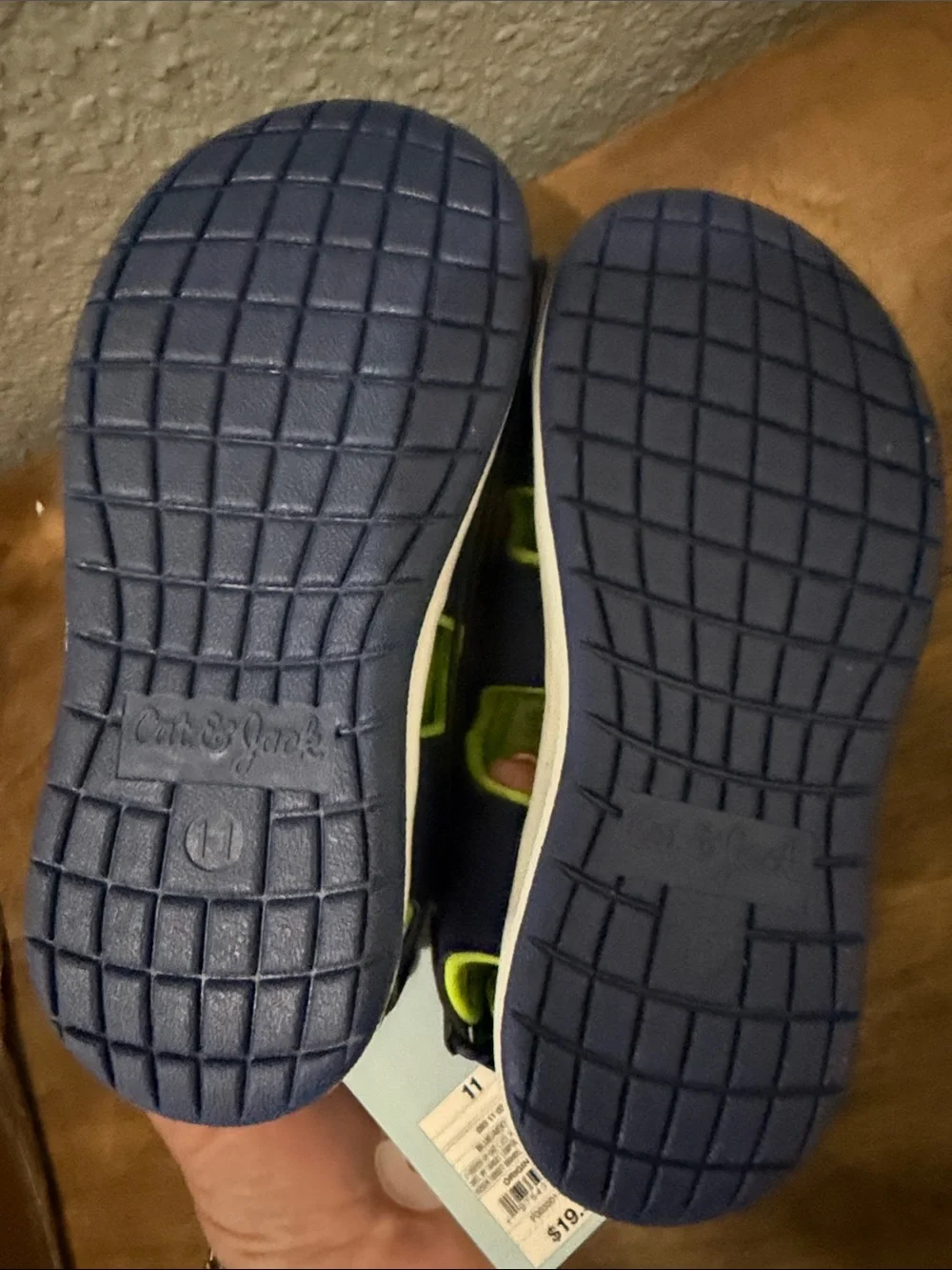 Cat & Jack Kids Navy and Neon Green Sport Sandals size 11